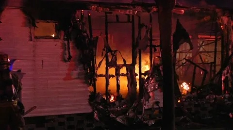 Mobile home fire #18 Stock Footage 931720