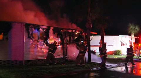 Mobile home fire #19 Stock Footage 931264