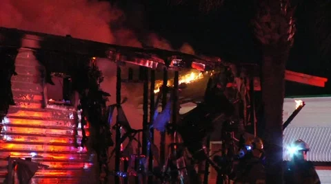 Mobile home fire #20 Stock Footage 931231