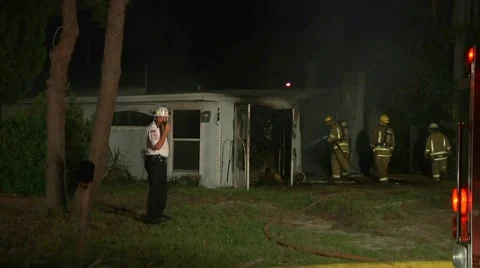Mobile home fire #22 Stock Footage 887682