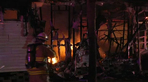 Mobile home fire LFR#12 Stock Footage 934087