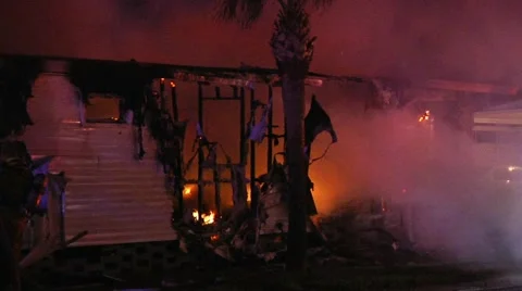 Mobile home fire LFR#16 Stock Footage 932233