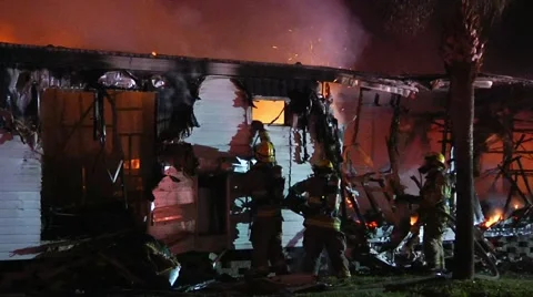 Mobile home fire LFR#2 Stock Footage 936318