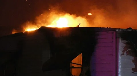 Mobile home fire LFR#5 Stock Footage 934829