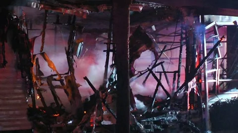 Mobile home fire LFR#6 Stock Footage 934724