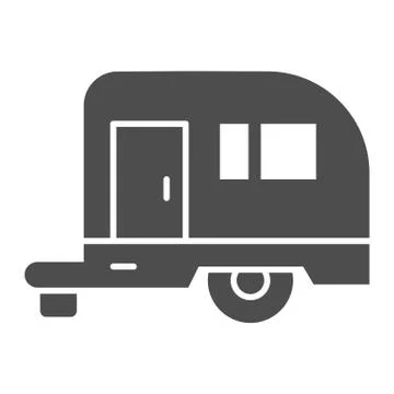Mobile home vehicle solid icon, travel concept, trailer sign on white background Illustrazione stock