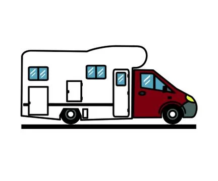 Mobile home on a white background. Cartoon. Vector. Stock Illustration