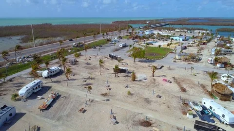 Mobile homes destroyed after Hurricane Irma Florida Keys 4k Stock Footage