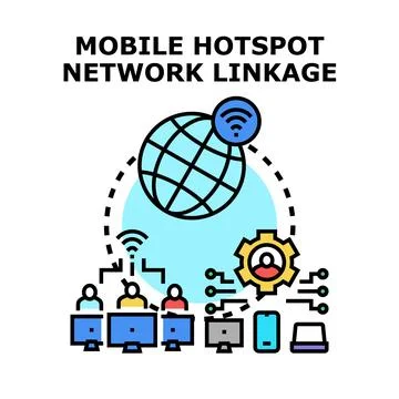 Mobile hotspot network linkage concept illustration 스톡 일러스트
