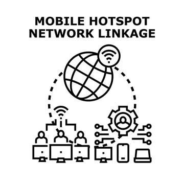 Mobile hotspot network linkage concept illustration Stock Illustration
