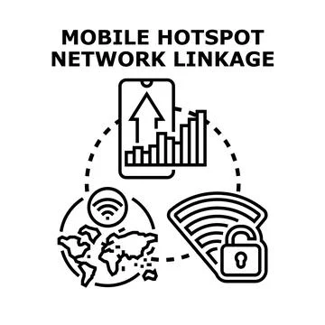 Mobile hotspot network linkage connecting global internet access Stock Illustration
