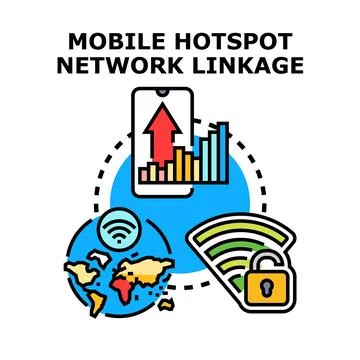 Mobile hotspot network linkage connecting global internet access Stock Illustration