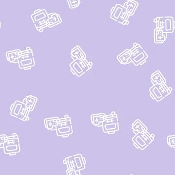 Mobile house with generator line vector seamless pattern イラスト素材