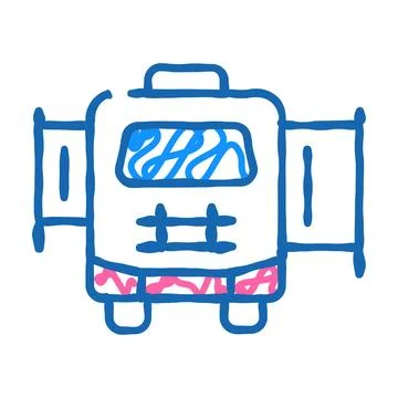Mobile house with pull-out module icon doodle illustration Illustrazione stock