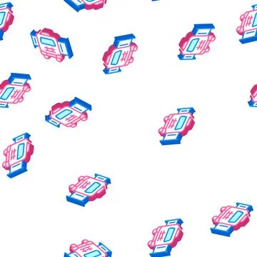 Mobile house with pull-out module isometric icon seamless pattern Stock Illustration