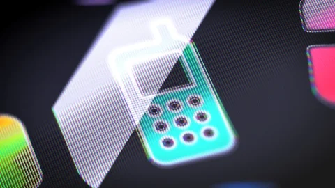 The mobile icon on the Screen. 4K Resolution. Encoder Prores 4444. Looping. Stock Footage 86201547