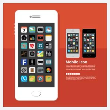 Mobile Icon with Smart Phone Vector Illustration Stock Illustration