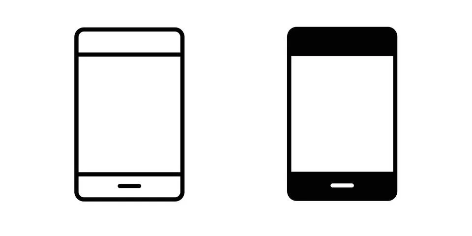 Mobile icon thin line and clipart style vector set Illustrazione stock