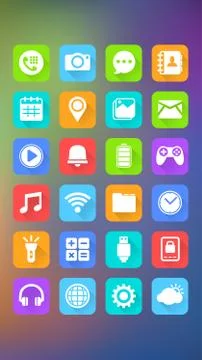 Mobile Icons, Abstract Background, Mobile Application Illustrazione stock