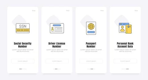 Mobile identity standard verification onboarding screens Stock Illustration