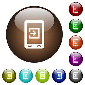 Mobile import data color glass buttons Illustrazione stock