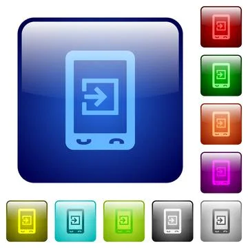 Mobile import data color square buttons Stock Illustration