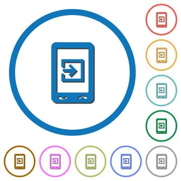 Mobile import data icons with shadows and outlines Stock Illustration