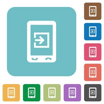 Mobile import data rounded square flat icons 库存插图