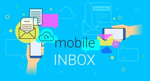 Mobile inbox app on smartphone concept vector illustration Stock-Illustration