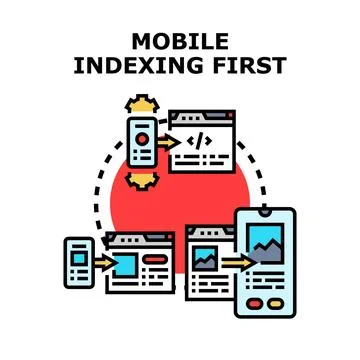 Mobile indexing first concept for web optimization Stock-Illustration
