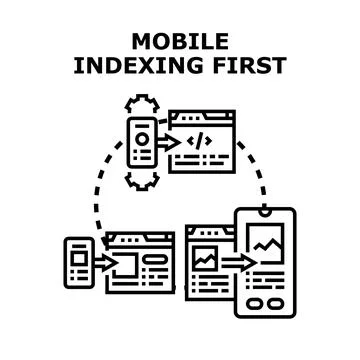 Mobile indexing first concept for web optimization Stock Illustration