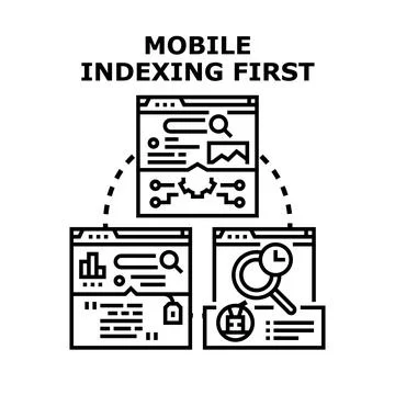 Mobile indexing first concept for website optimization Stock Illustration