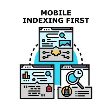 Mobile indexing first concept for website optimization Stock Illustration