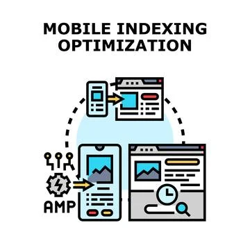 Mobile indexing optimization for search engine results Stock Illustration