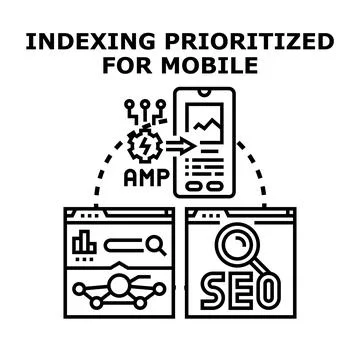 Mobile indexing prioritizing web search optimization concept Stockillustratie