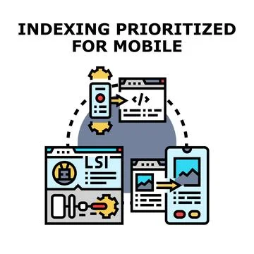 Mobile indexing prioritizing website content optimization concept Stockillustratie