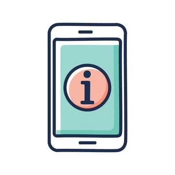 Mobile info icon. Smartphone screen with information symbol, representing a.. Illustrazione stock