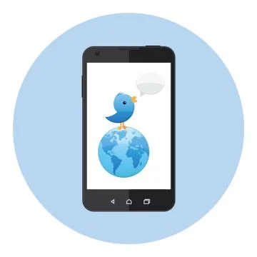 Mobile Information Share Bird Stock Illustration