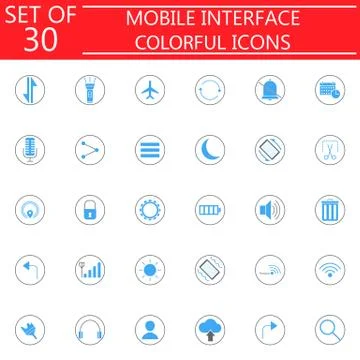 Mobile interface colorful icon set Stockillustratie