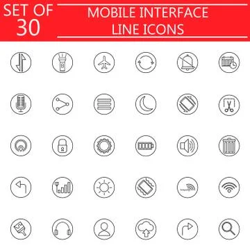 Mobile interface line icon set Stockillustratie