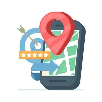 Mobile interface with location targeting and audience interaction Stockillustratie