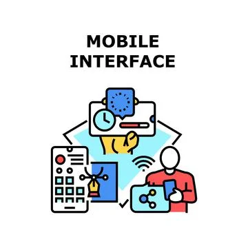 Mobile Interface Vector Concept Color Illustration Stock Illustration