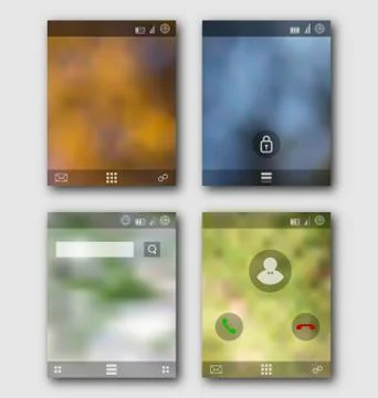 Mobile interface wallpaper design and icons. blurred landscapes Illustrazione stock