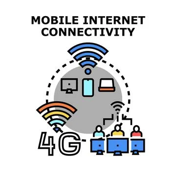 Mobile internet connecting diverse digital devices and users Stock Illustration