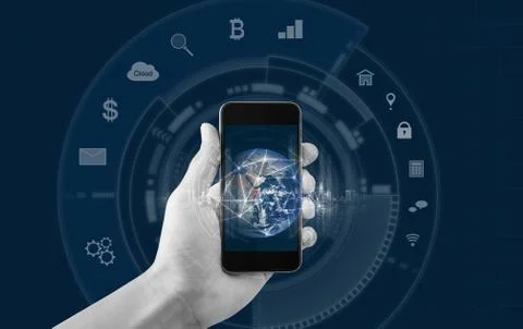 Mobile internet connection and mobile application icon. Element of image by NASA Stock Photos