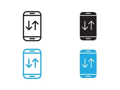 Mobile Internet icon black and white vector outline sign Stock Illustration