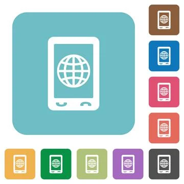 Mobile internet rounded square flat icons Stock Illustration