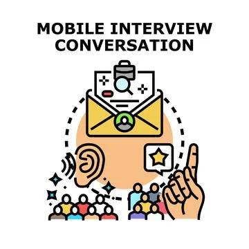 Mobile interview conversation process vector concept 스톡 일러스트