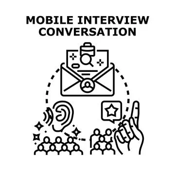 Mobile interview conversation process vector concept Stock Illustration