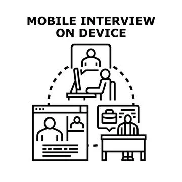 Mobile interview on device for online job recruiting 스톡 일러스트
